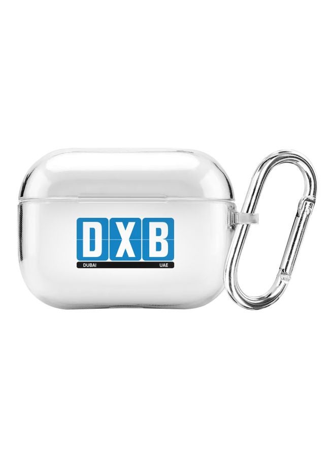 Stylizedd Classic Series DXB Dubai Printed Case Cover With Carabiner For Apple AirPods Pro Clear/Blue  - Image 1