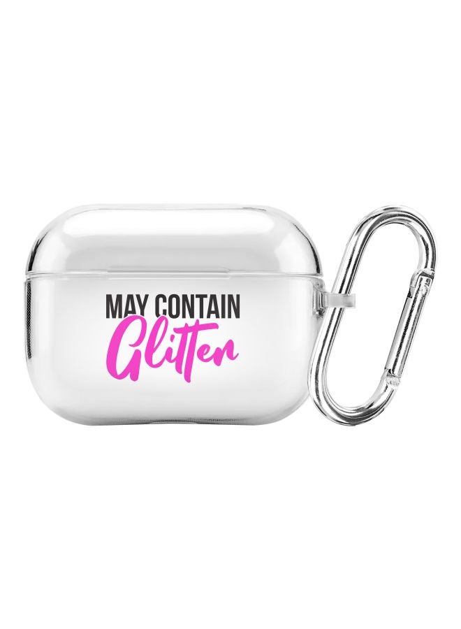 Stylizedd Classic Series May Contain Glitter Printed Case Cover With Carabiner For Apple AirPods Pro Clear/Black/Pink  - Image 1