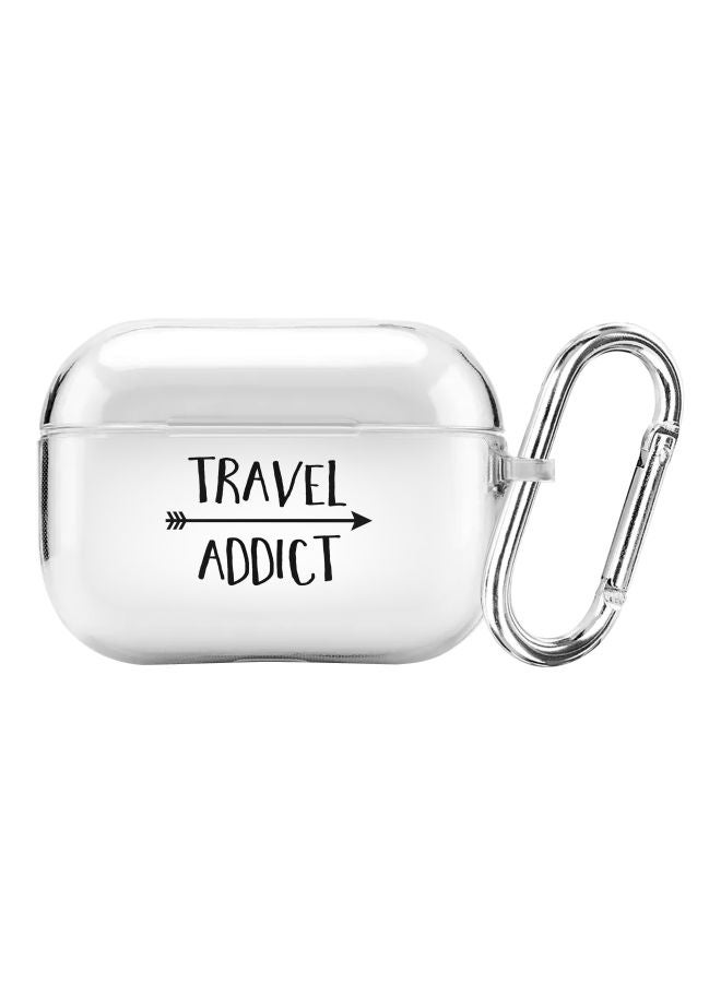 Stylizedd Classic Series Travel Addict Printed Protective Case For Apple AirPods Pro Clear/Black  - Image 1