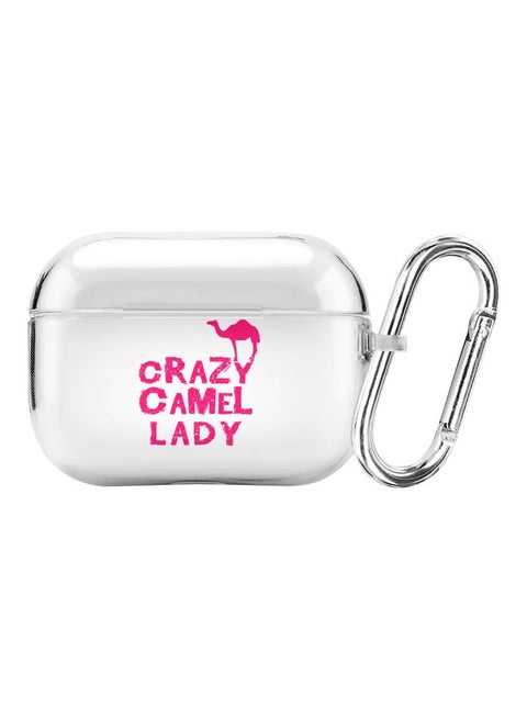 Classic Series Crazy Camel Lady Printed Case Cover With Carabiner For Apple AirPods Pro Clear/Pink