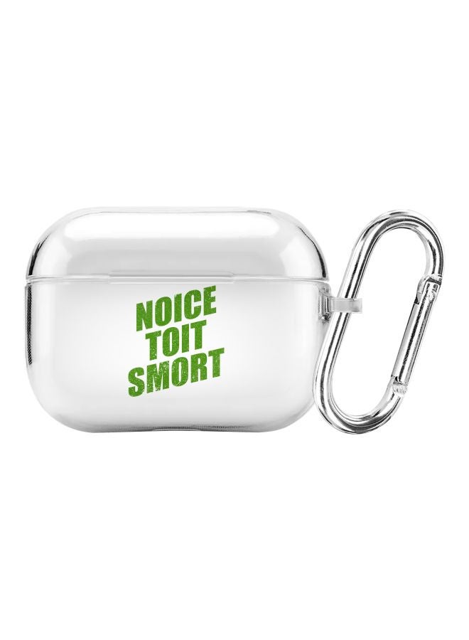 Stylizedd Classic Series Noice Toit Smort Printed Case Cover With Carabiner For Apple AirPods Pro Clear/Green  - Image 1