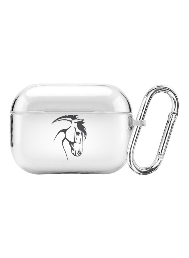 Stylizedd Classic Series Arab Stallion Printed Case Cover With Carabiner For Apple AirPods Pro Clear/Black - Image 1