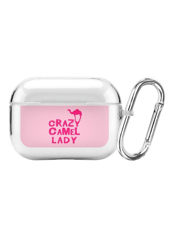 Stylizedd Classic Series Crazy Camel Lady Printed Case Cover With Carabiner For Apple AirPods Pro Clear/Pink  - Image 1