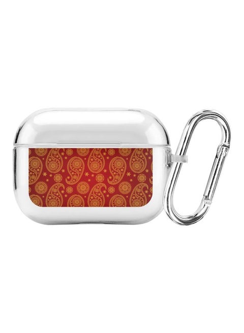 Printed Case Cover With Carabiner For Apple AirPods Pro Clear/Red/Yellow