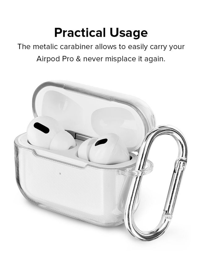 Stylizedd - Classic Series I'm With Stupid Printed Case Cover With Carabiner For Apple AirPods Pro Clear/Pink/White - Image 1