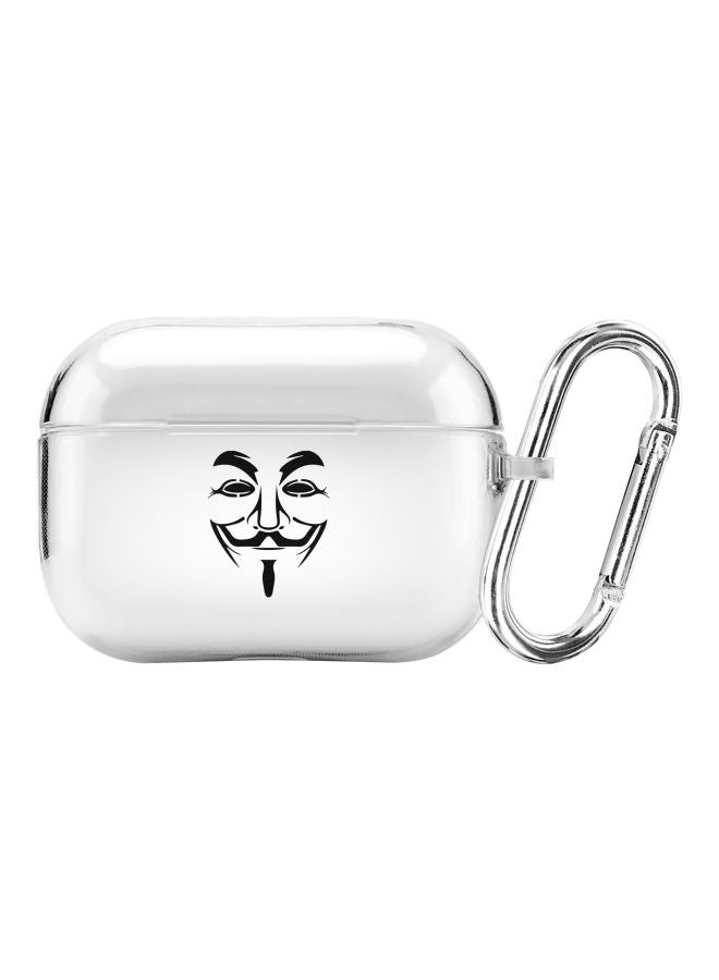 Stylizedd Classic Series Vendetta Mask Printed Case Cover With Carabiner For Apple AirPods Pro Clear/Black - Image 1