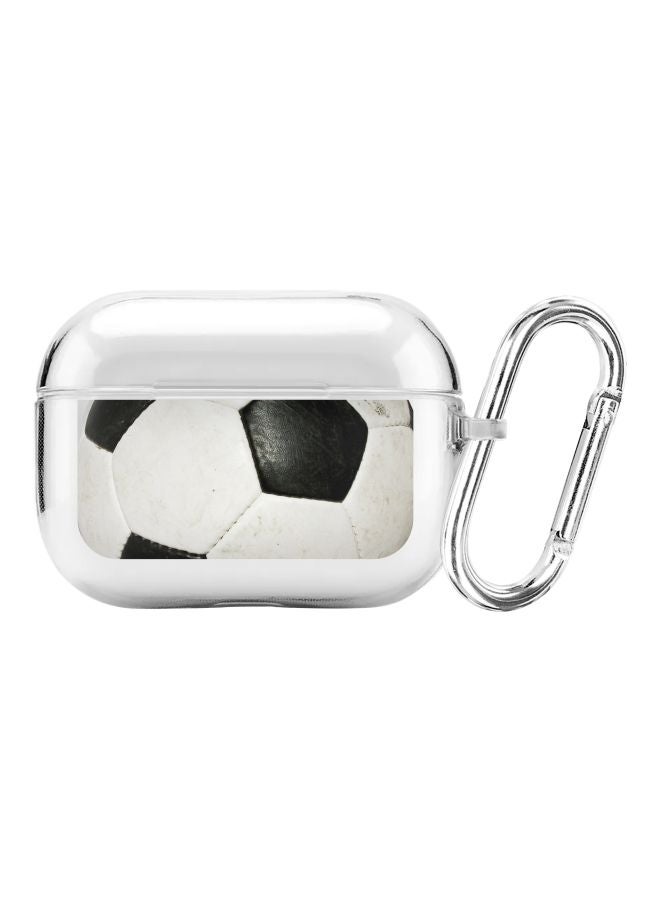 Stylizedd - Classic Series Football Printed Case Cover With Carabiner For Apple AirPods Pro Clear/White/Black - Image 1
