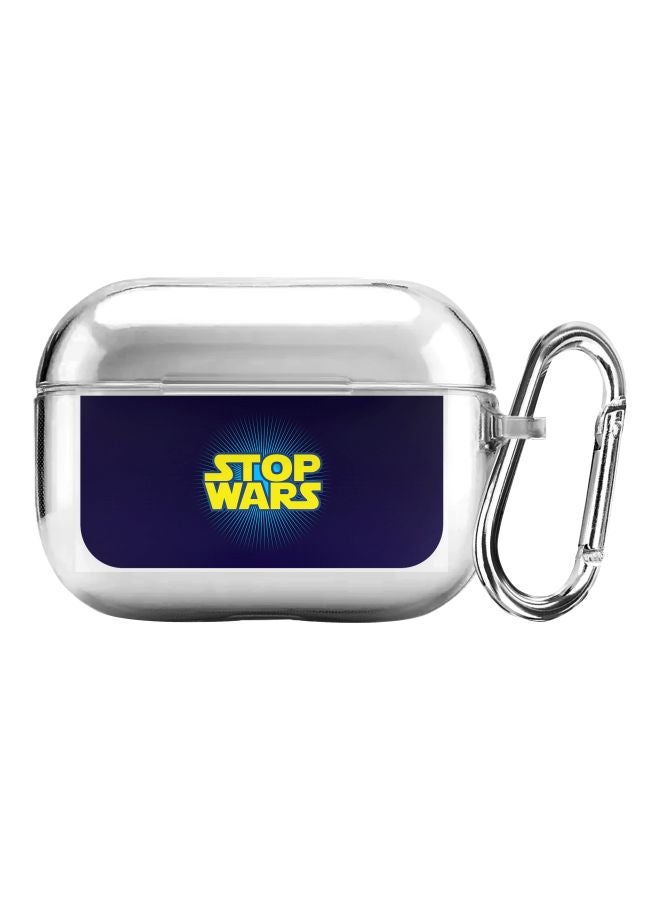 Stylizedd - Classic Series Stop Wars Printed Case With Carabiner For Apple AirPods Pro Clear/Blue/Yellow - Image 1