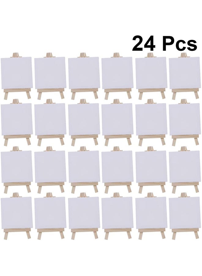 24-Piece Mini Canvas With Easel White/Brown - Image 2