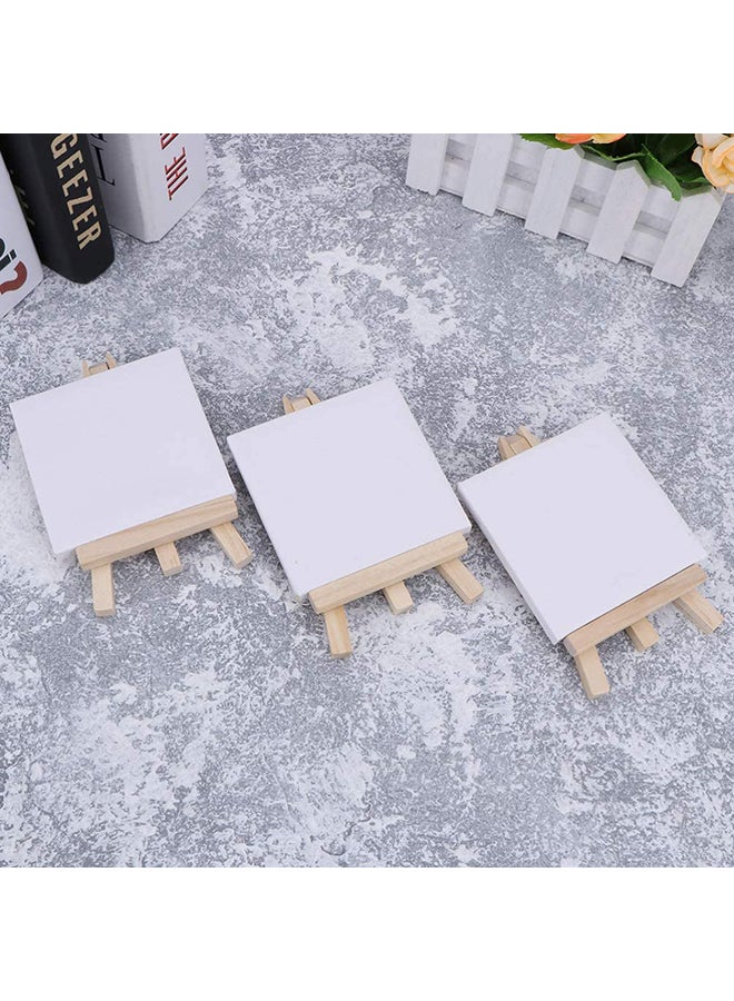 24-Piece Mini Canvas With Easel White/Brown - Image 4