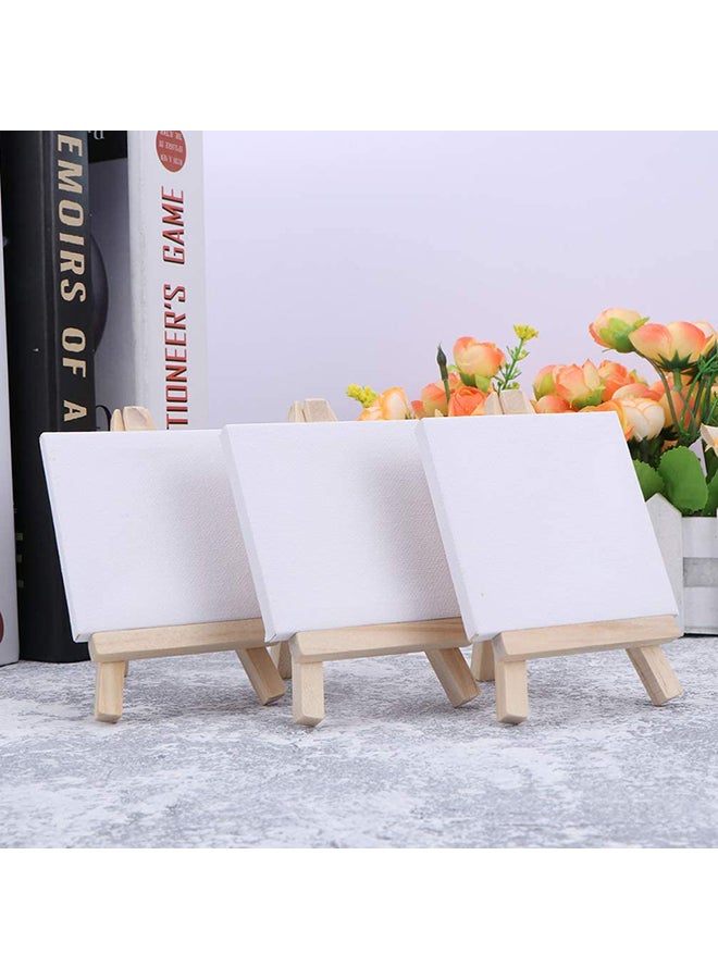 24-Piece Mini Canvas With Easel White/Brown - Image 3