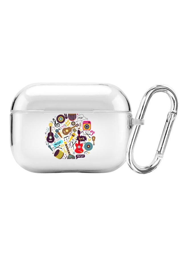 Stylizedd Classic Clear Series Muscial Instruments Printed Case Cover With Carabiner For Apple AirPods Pro Clear/Yellow/Red  - Image 1