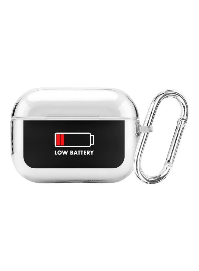 Stylizedd - Classic Series Low Battery Printed Case Cover With Carabiner For Apple AirPods Pro Clear/Black/Red - Image 1