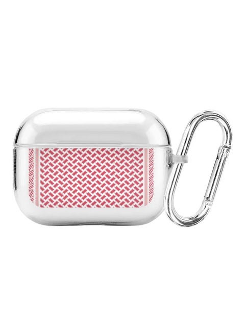 Classic Clear Series Shemag Printed Protective Case For Apple AirPods Pro Clear/Red
