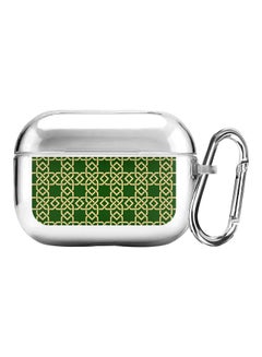 Classic Series Arab Links Printed Case Cover With Carabiner For Apple AirPods Pro Clear/Green/Gold
