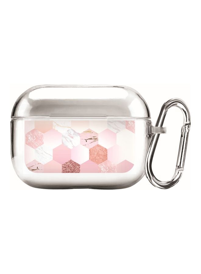 Stylizedd Classic Series Mable Patterned Case Cover With Carabiner For Apple AirPods Pro Clear/Pink/Brown  - Image 1