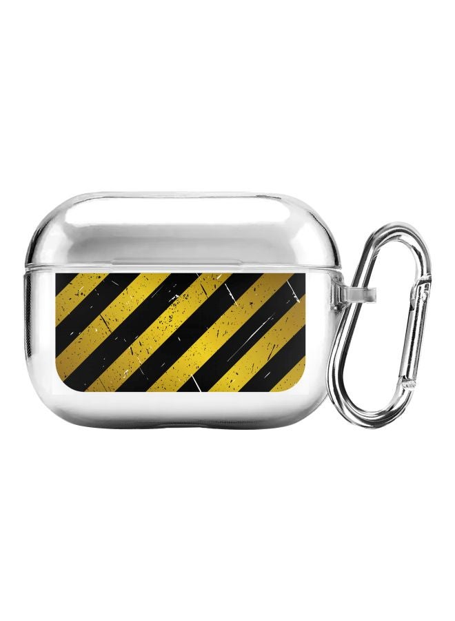 Stylizedd Classic Series Under Construction Printed Case Cover With Carabiner For Apple AirPods Pro Clear/Black/Yellow - Image 1