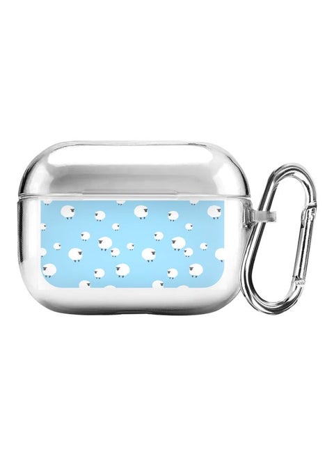 Classic Series Counting Sheep Printed Case With Carabiner For Apple AirPods Pro Clear/Blue/White
