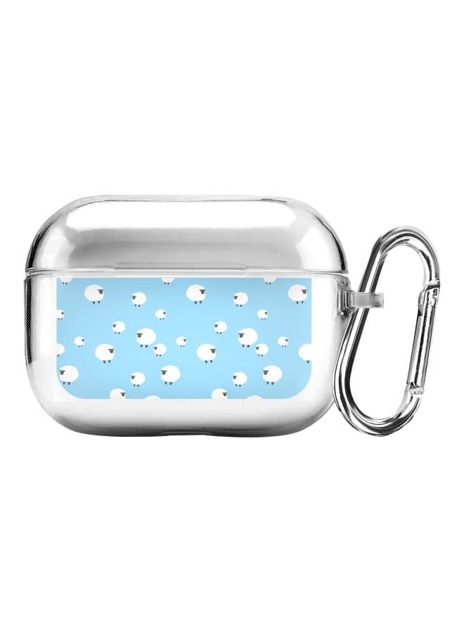 Stylizedd - Classic Series Counting Sheep Printed Case With Carabiner For Apple AirPods Pro Clear/Blue/White - Image 1