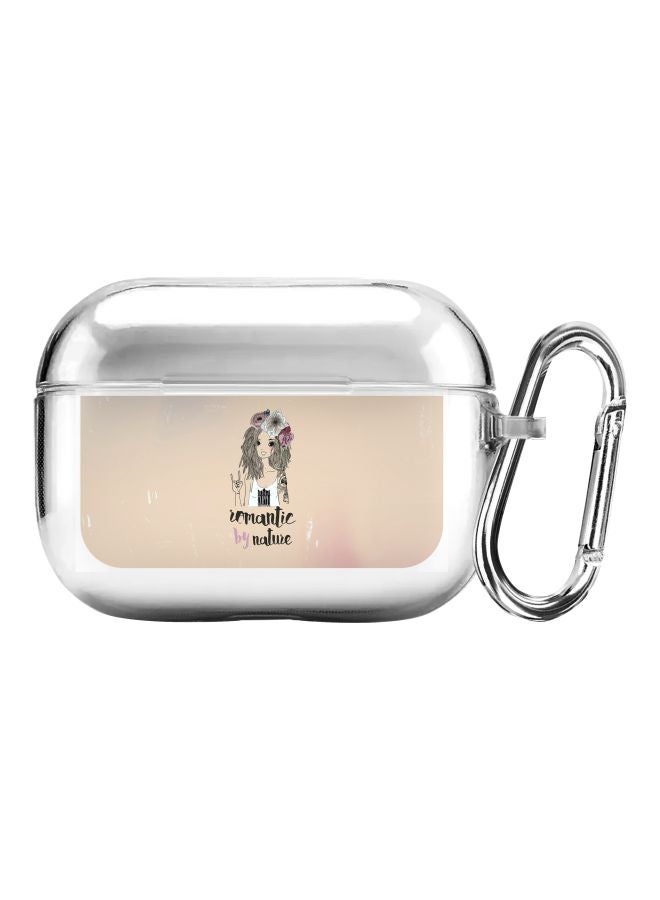Stylizedd Classic Series Romantic By Nature Printed Case Cover With Carabiner For Apple AirPods Pro Clear/Beige/Black  - Image 1