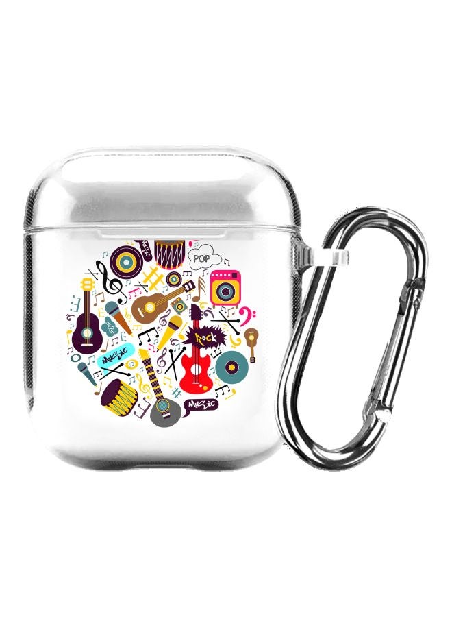Stylizedd Classic Clear Series Muscial Instruments Printed Case Cover With Carabiner For Apple AirPods 1/2 Clear/Yellow/Red  - Image 1