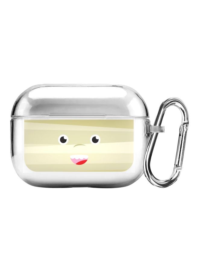 ستايلايزد غطاء حماية من سلسلة كلاسيك كلير بطبعة تحمل عبارة "Cute Mummy" مع حلقة بقفل زنبركي لسماعات أبل آيربودز برو شفاف/بيج/زهري - Image 1