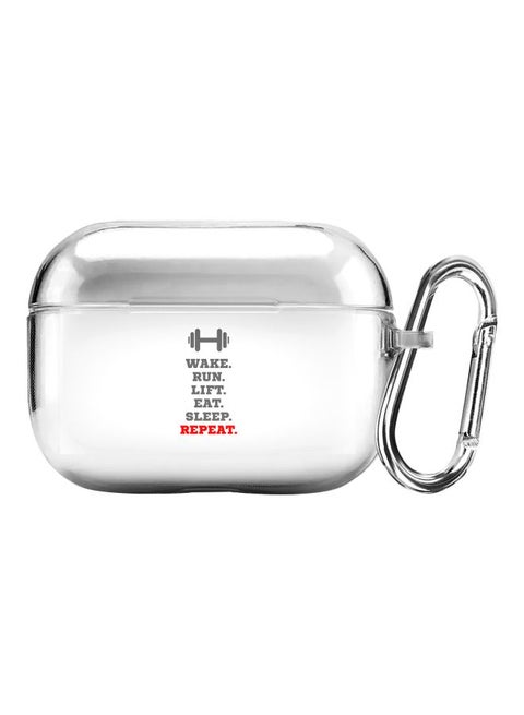 Classic Series Routine Printed Case Cover With Carabiner For Apple AirPods Pro Clear/Black/Red