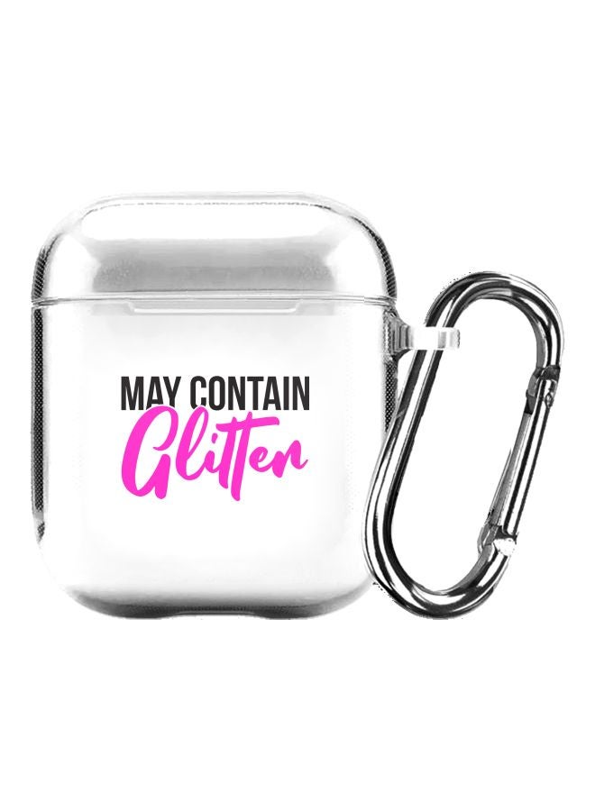 Stylizedd Classic Clear Series May Contain Glitter Printed Protective Case For Apple AirPods 1/2 Clear/Black/Pink - Image 1