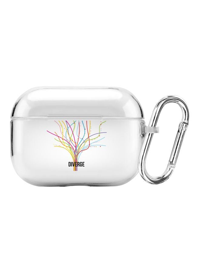 ستايلايزد غطاء حماية من سلسلة كلاسيك بطبعة "Diverge" مع حلقة تعليق معدنية لسماعات أبل آيربودز برو شفاف/ وردي/ أخضر - Image 1