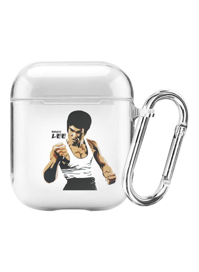 ستايلايزد علبة حماية بطبعة تعبر عن قبضة الغضب من سلسلة كلاسيك مع حلقة بقفل زنبركي لسماعات أبل آيربودز 1/2 شفاف/ بني/ أسود - Image 1