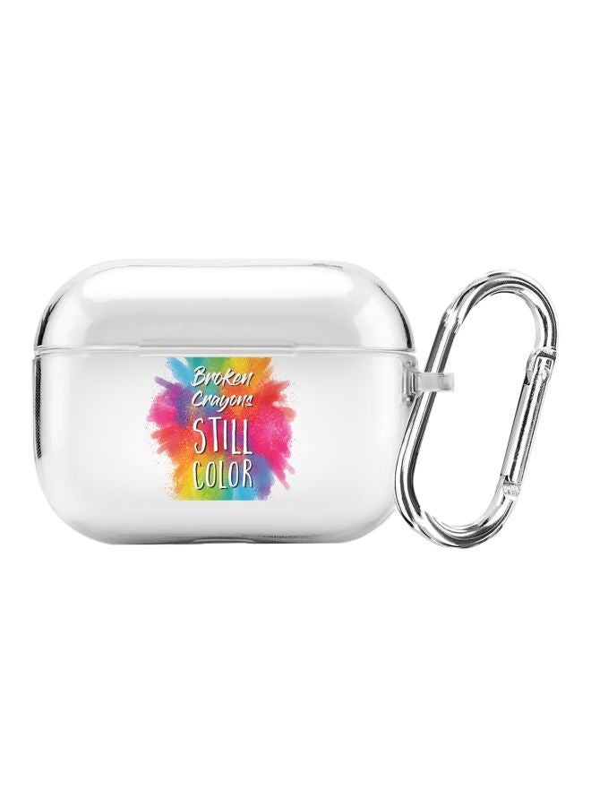 Stylizedd Classic Series Broken Colours Printed Case Cover With Carabiner For Apple AirPods Pro Clear/Pink/Blue  - Image 1