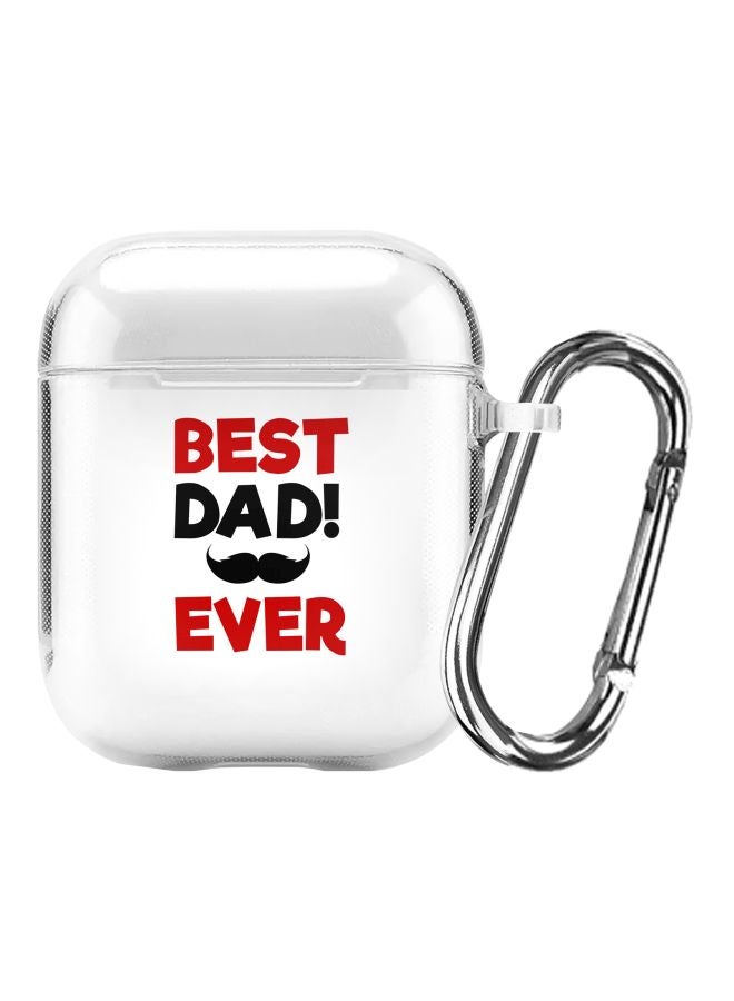 Stylizedd Classic Series Best Dad Ever Printed  Case Cover With Carabiner For Apple AirPods 1/2 Clear/Red/Black - Image 1