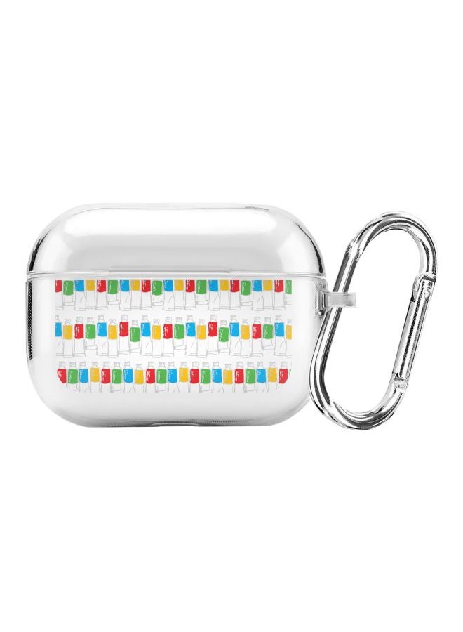 ستايلايزد غطاء حماية من سلسلة كلاسيك بطبعة أنابيب طلاء زيتي مزود بمشبك تعليق لعلبة شحن سماعات أبل آيربودز برو شفاف/ أخضر/ أحمر - Image 1