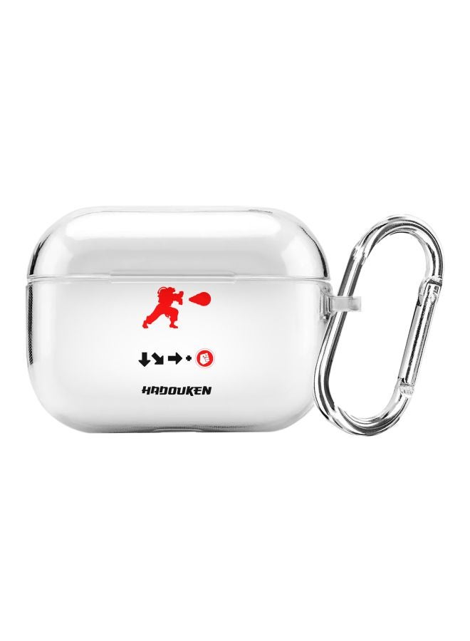 Stylizedd Classic Series Hadouken Printed Case With Carabiner For Apple AirPods Pro Clear/Red/Black - Image 1