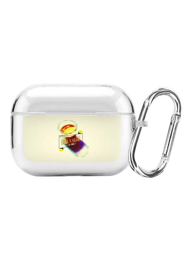 Stylizedd Classic Clear Series Chai Karak Printed Case Cover With Carabiner For Apple AirPods Pro Clear/Beige/Purple - Image 1