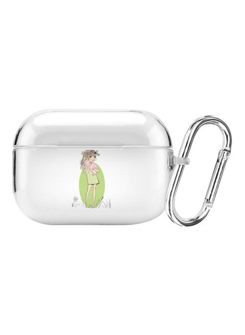 Classic Series Bunny Cuddles Printed Protective Case For Apple AirPods Pro Clear/Green/Pink