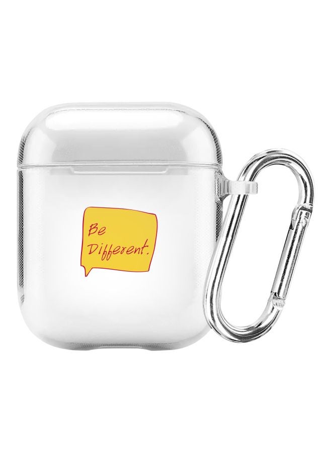 ستايلايزد غطاء حماية بطبعة عبارة "Be Different" من سلسلة كلاسيك كلير لسماعات أبل آيربودز 1/2 شفاف/ أصفر/ أحمر - Image 1