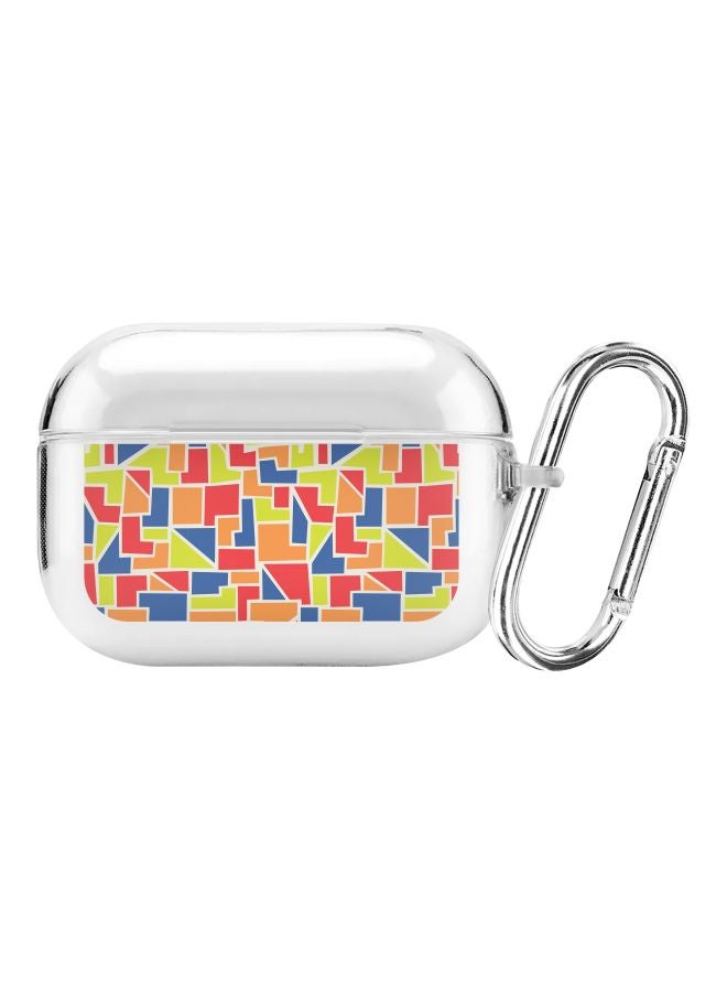 Stylizedd Classic Series Shapes Themed Case With Carabiner For Apple AirPods Pro Clear/Red/Blue - Image 1