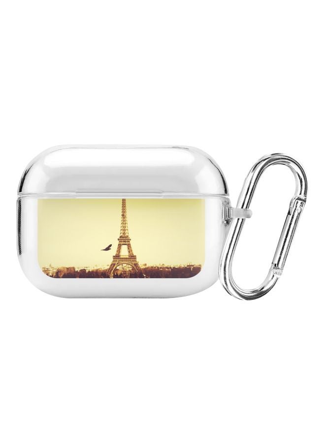 Stylizedd Classic Series Paris Eiffel Tower Printed Case With Carabiner For Apple AirPods Pro Clear/Brown/Beige  - Image 1