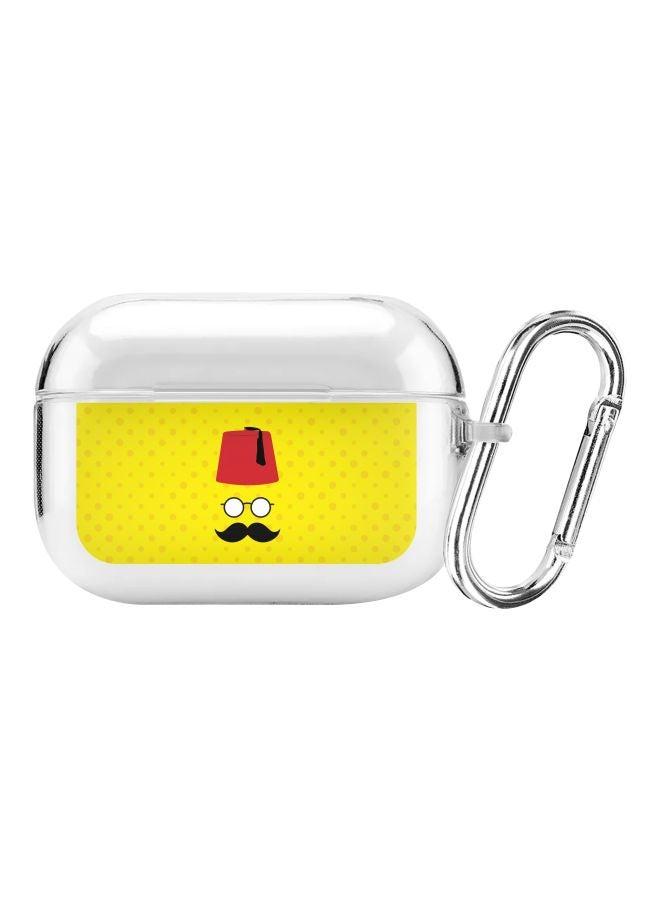 ستايلايزد غطاء حماية من سلسلة كلاسيك بطبعة موسي باشا مع حلقة تعليق لعلبة سماعات أبل آيربودز شفاف/ أصفر/ أحمر - Image 1
