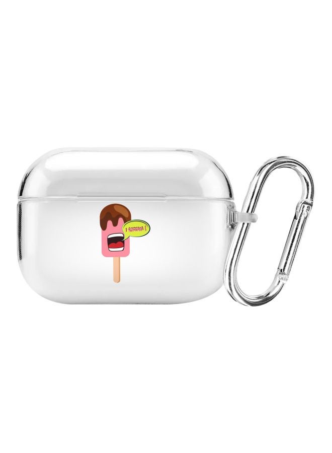 Stylizedd Classic Series Scream Printed Case Cover With Carabiner For Apple AirPods Pro Clear/Pink/Brown - Image 1