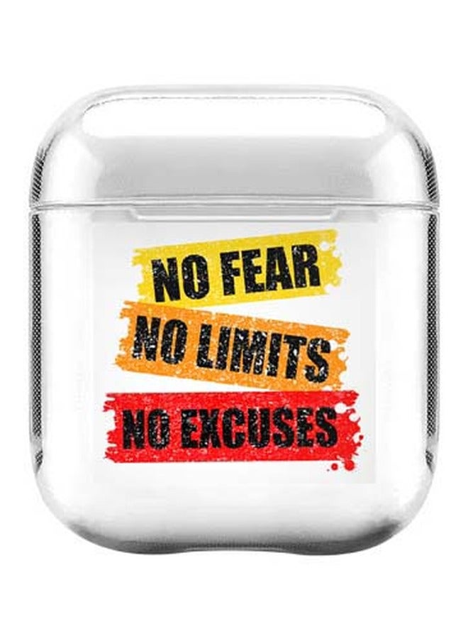 ستايلايزد غطاء حماية بحلقة للتعليق بطبعة عبارة "No Fear Limits Excuses" من سلسلة كلاسيك لسماعات أبل آيربودز 2/1 شفاف/ أصفر/ أحمر - Image 1