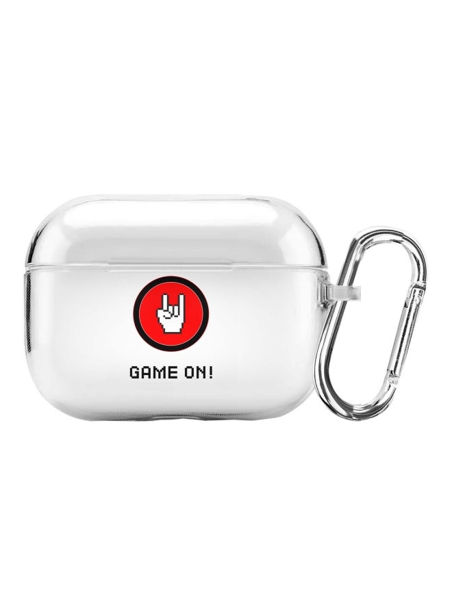 Stylizedd - Classic Series Game On Printed Case Cover With Carabiner For Apple AirPods Pro Clear/Red/Black - Image 1