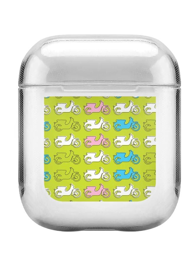 Stylizedd Classic Series Asian Scooter Printed Case Cover With Carabiner For Apple AirPods 2/1 Clear/Green/Yellow - Image 1