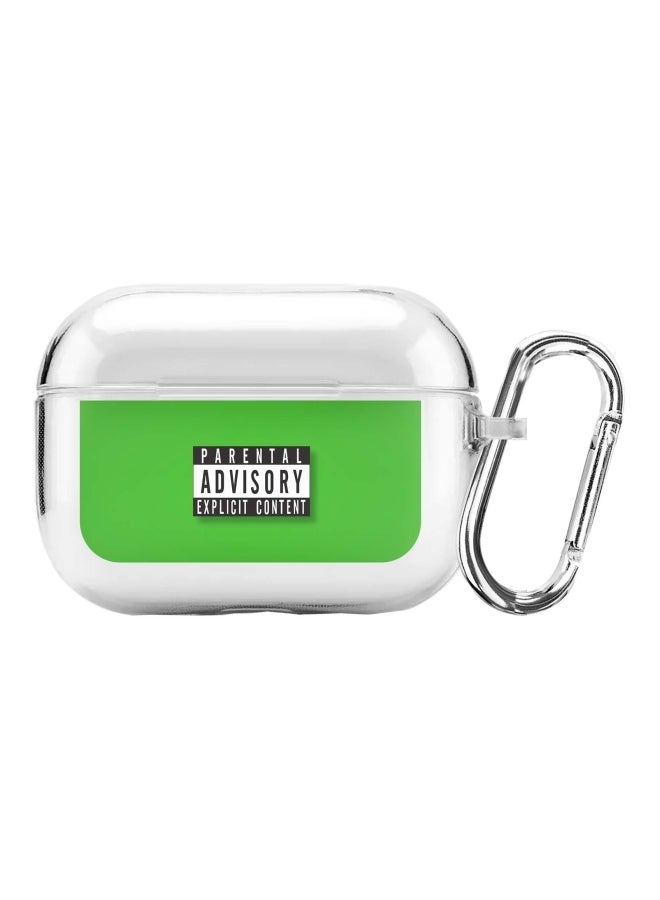Stylizedd Classic Series Explicit Content Printed Case Cover With Carabiner For Apple AirPods Pro Clear/Green/Black  - Image 1