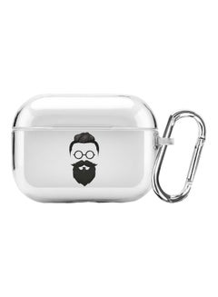 Stylizedd Classic Series Beard Hipster Printed Case Cover With Carabiner For Apple AirPods Pro Clear/White/Black  - Image 1