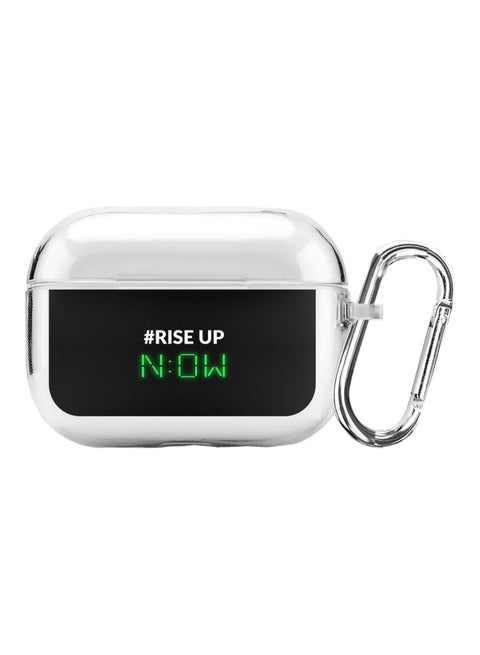 Classic Series Rise Up Printed Protective Case With Carabiner For Apple AirPods Pro Clear/Black/Green