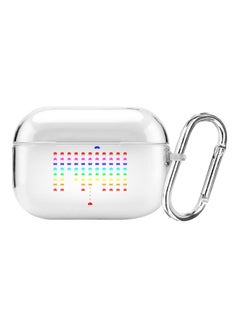 Classic Series Space Invader Printed Case With Carabiner For Apple AirPods Pro Clear/Pink/Silver