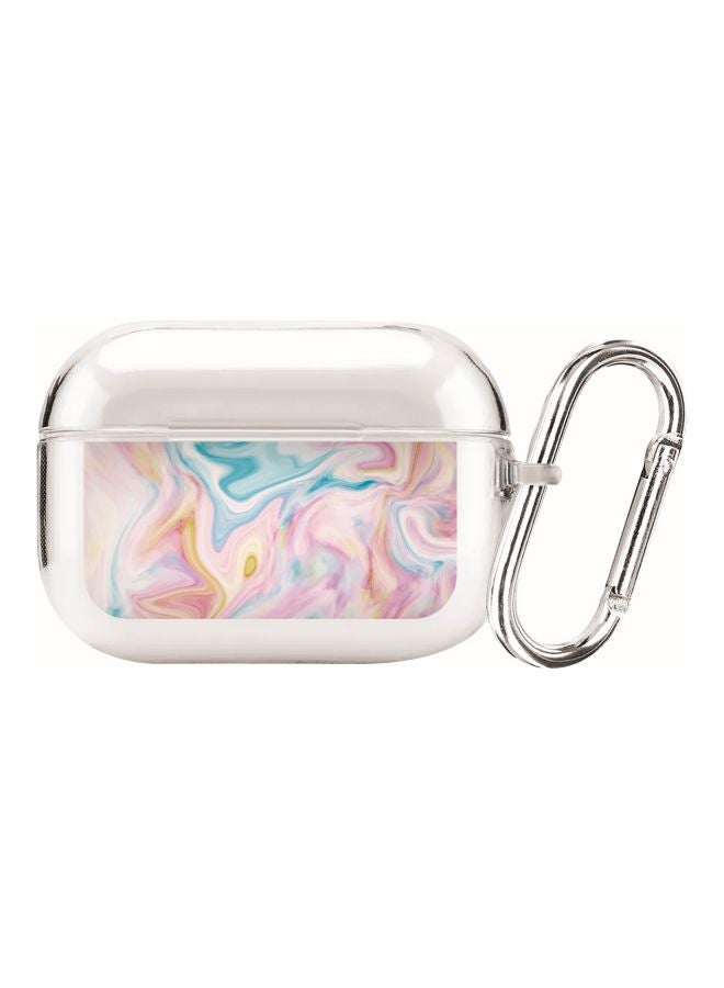 Stylizedd Classic Clear Series Marble Printed Case Cover With Carabiner For Apple AirPods Pro Clear/Blue/Pink - Image 1