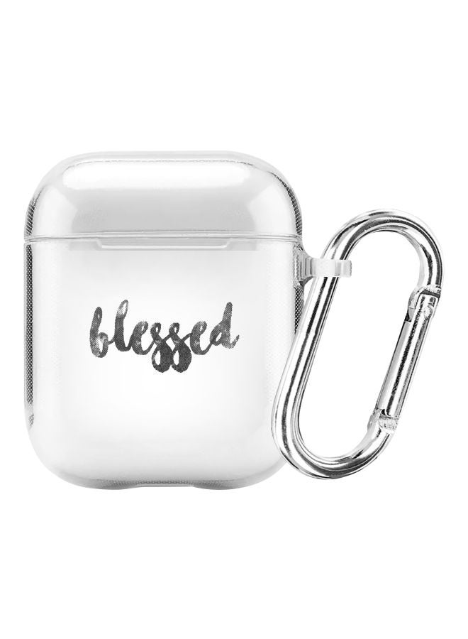 Stylizedd Classic Series Blessed Printed Case With Carabiner For Apple AirPods 2/1 Clear/Grey/Black  - Image 1